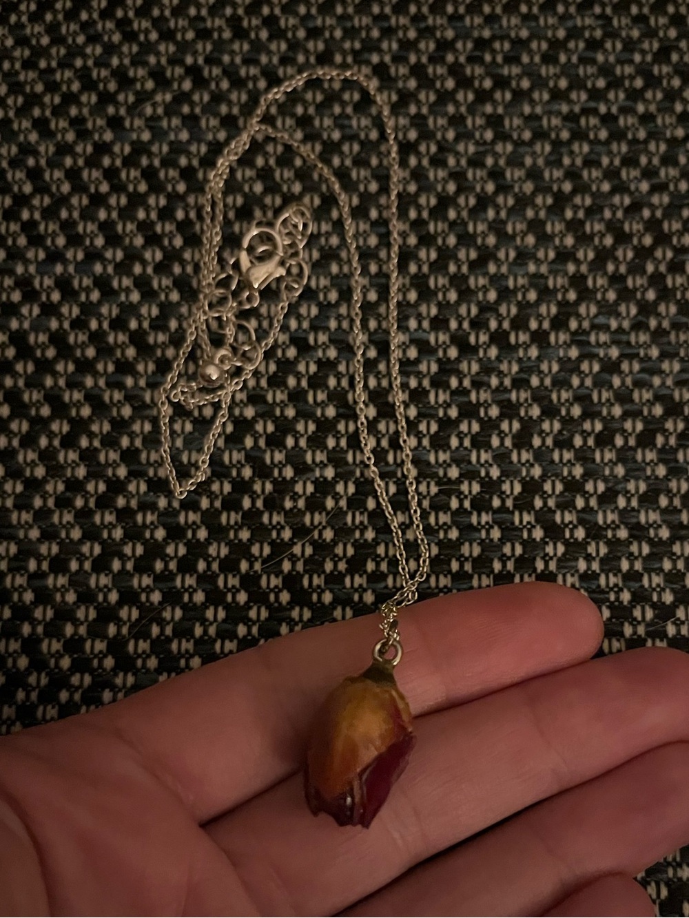 REAL Preserved Rosebud Pendant Necklace with Silver Chain - Picture 11 of 11